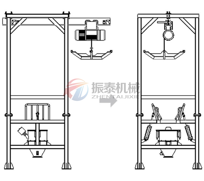 鋰電材料噸袋拆包機原理結構圖