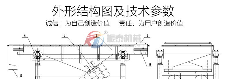 碳酸鈣分級振動(dòng)篩外形結(jié)構(gòu)圖